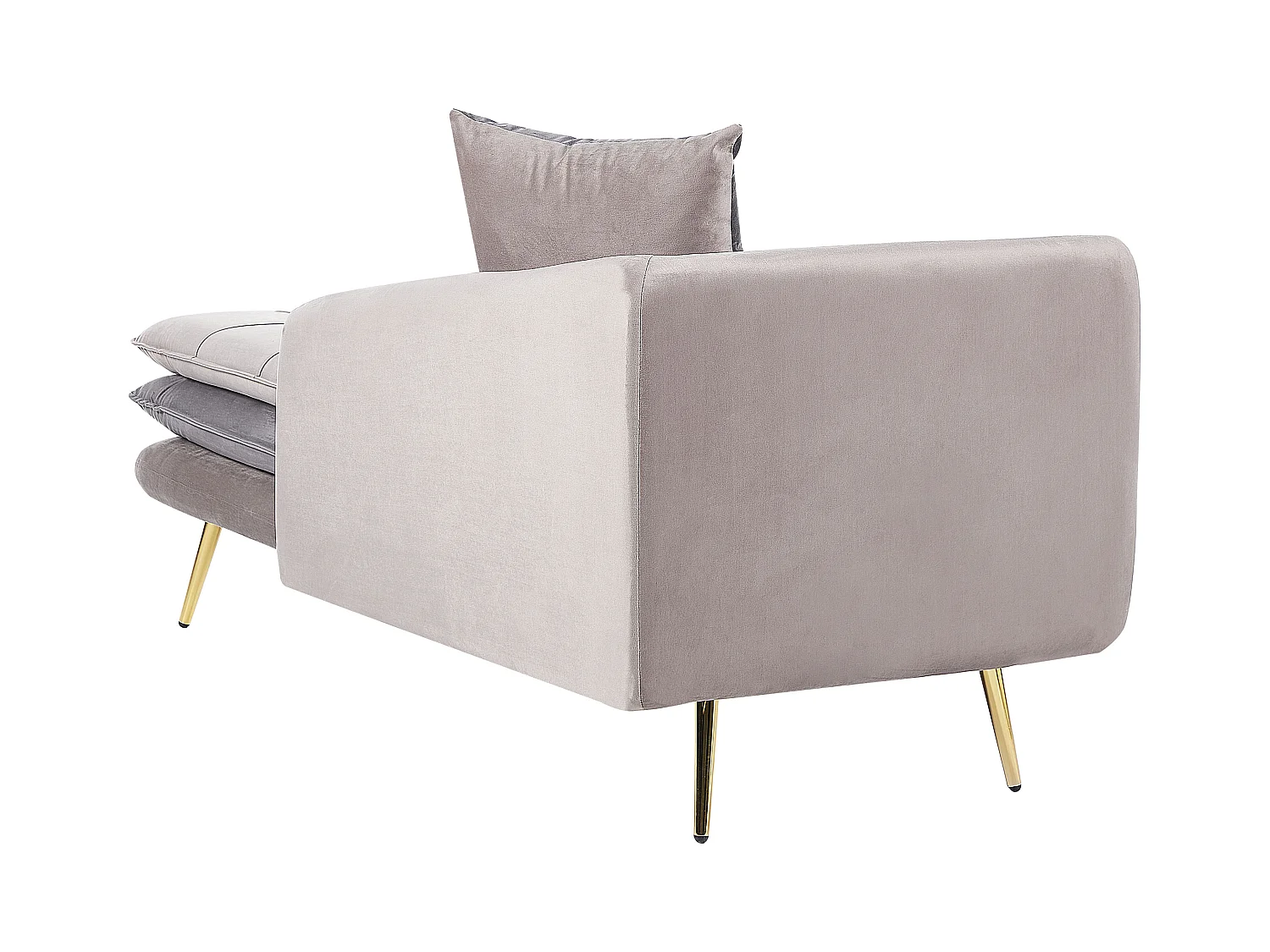 Chaise longue côté droite en velours beige et gris GONESSE