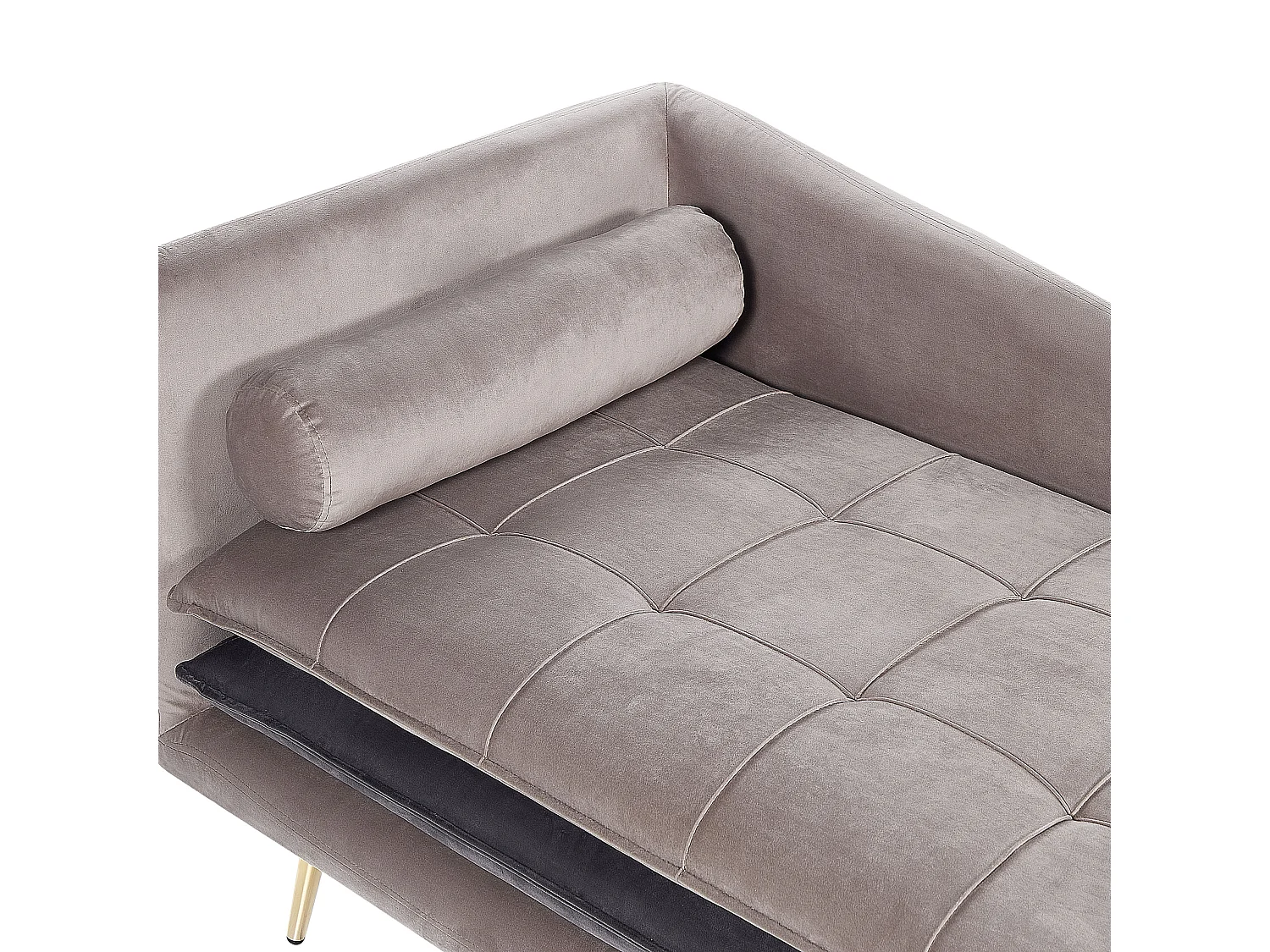 Chaise longue côté droite en velours beige et gris GONESSE