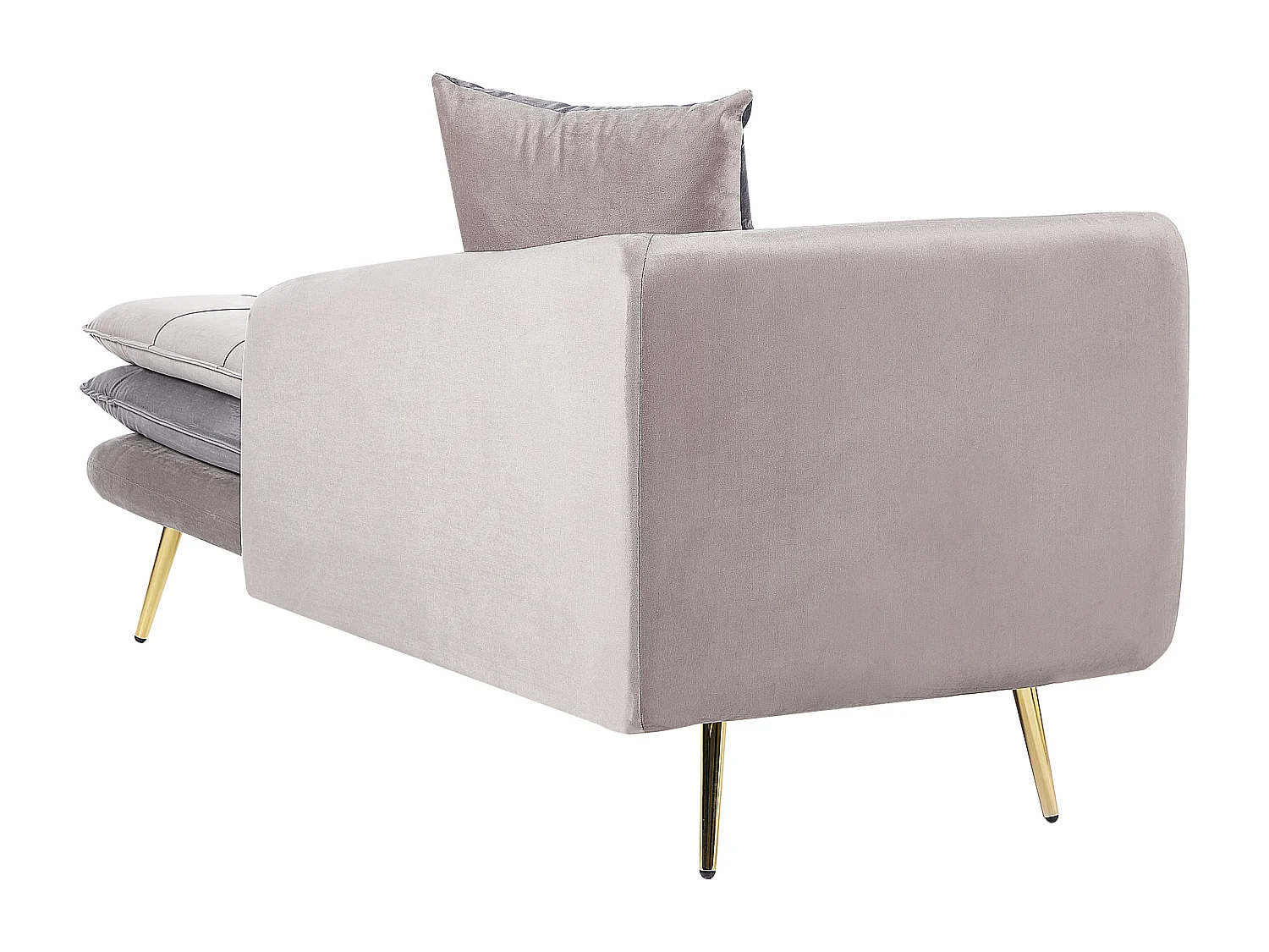 Chaise longue côté droite en velours beige et gris GONESSE