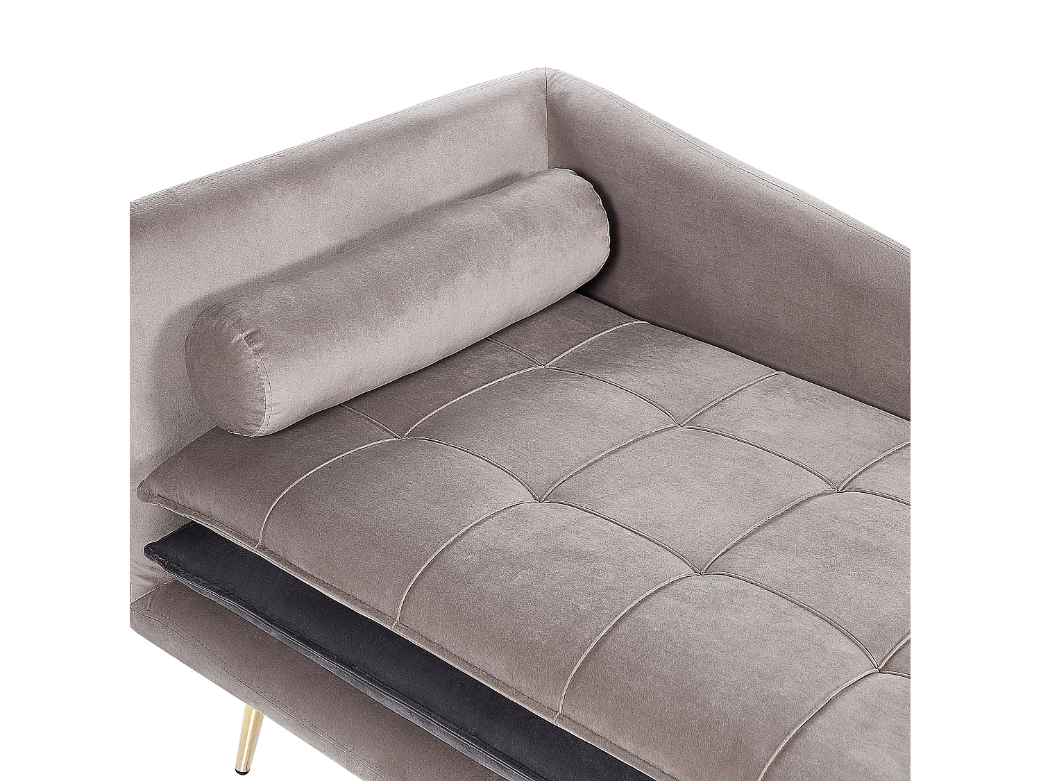 Chaise longue côté droite en velours beige et gris GONESSE