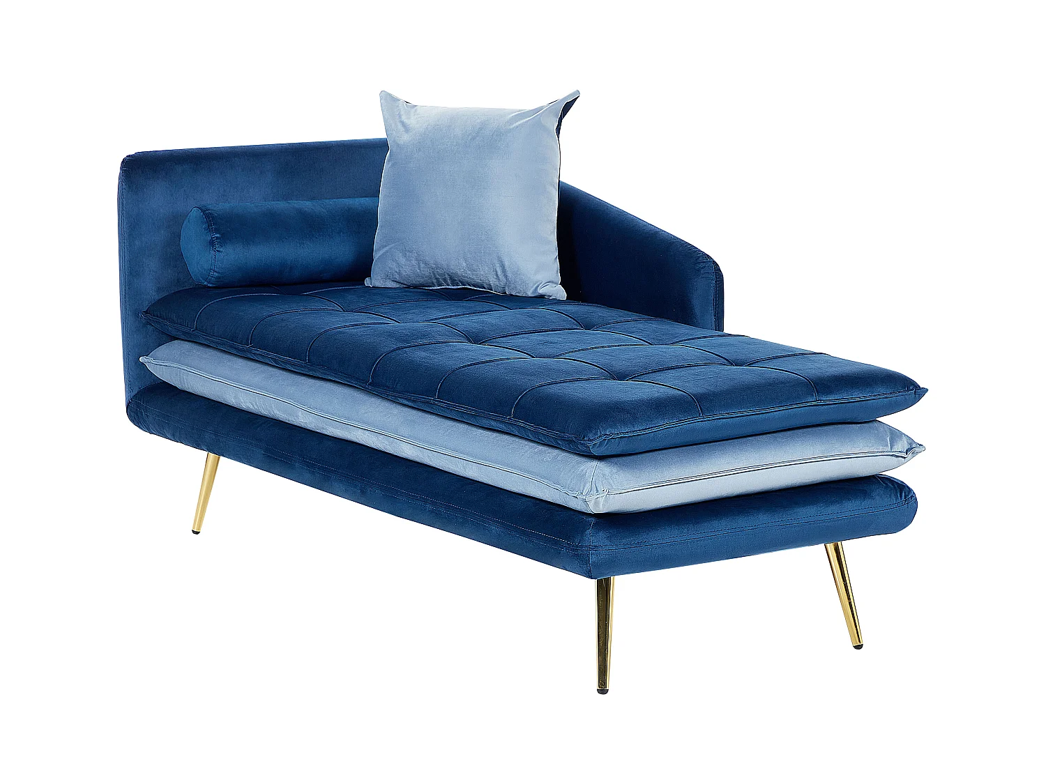 Chaise longue à esquerda GONESSE Veludo Azul