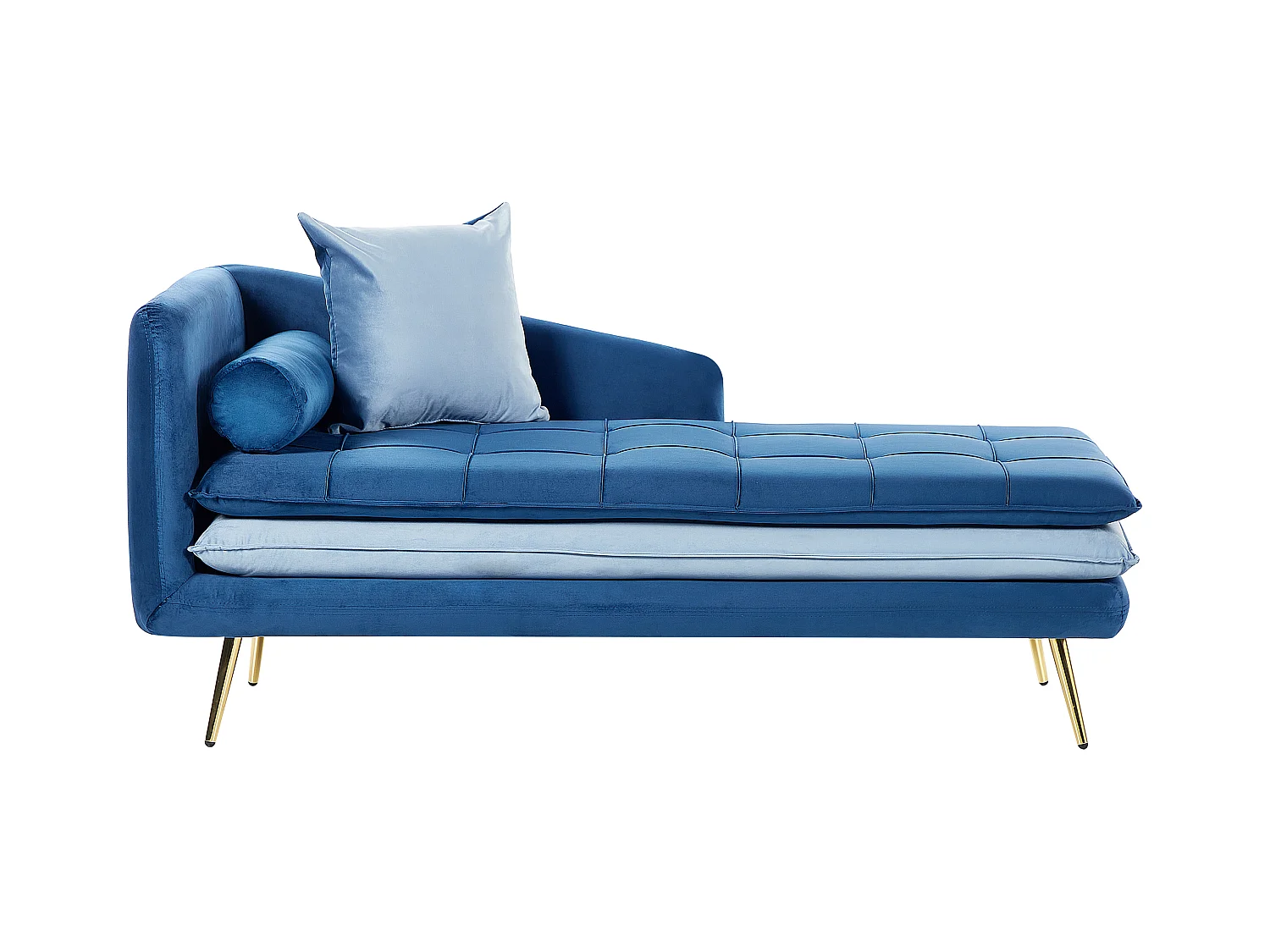 Linksseitige Chaiselounge GONESSE Samtstoff Blau