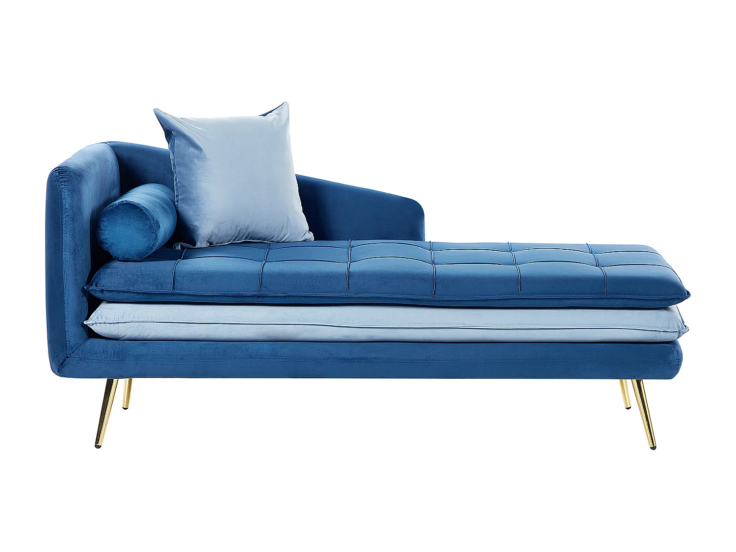 Linkszijdige chaise longue GONESSE Fluweel Blauw