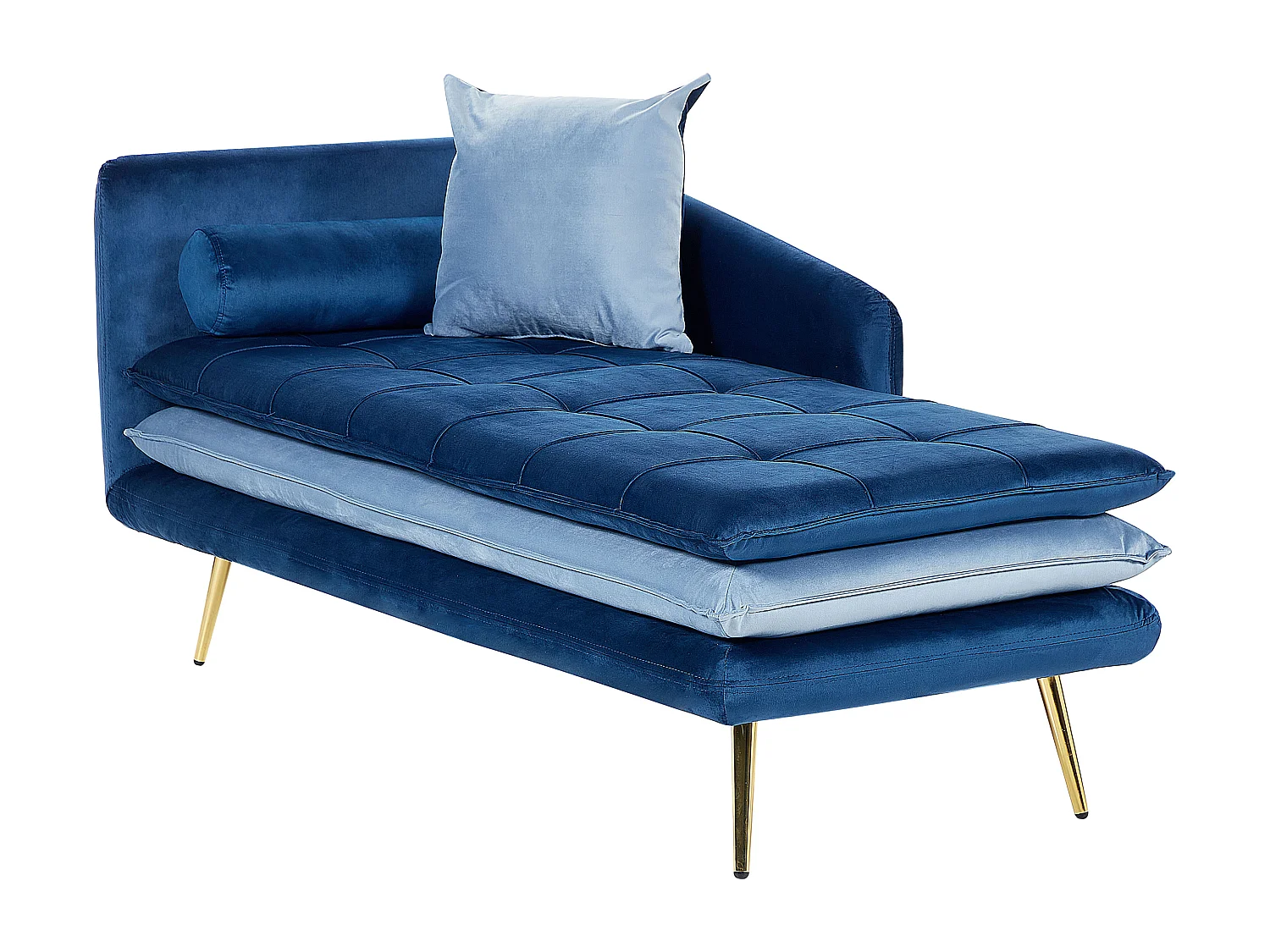 Linkszijdige chaise longue GONESSE Fluweel Blauw