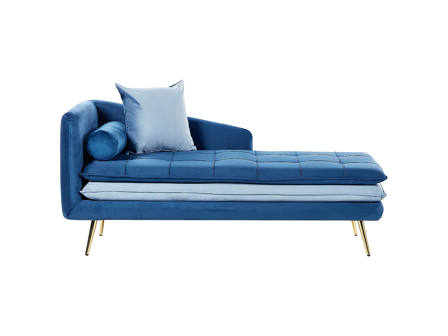 Chaise longue côté gauche GONESSE Velours Bleu
