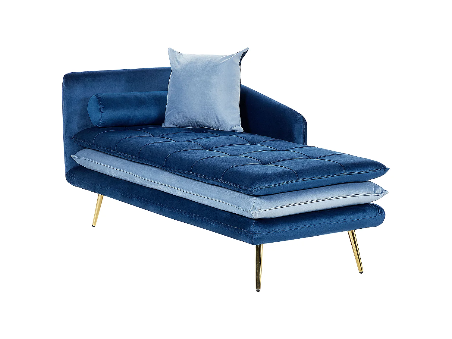 Chaise longue côté gauche GONESSE Velours Bleu