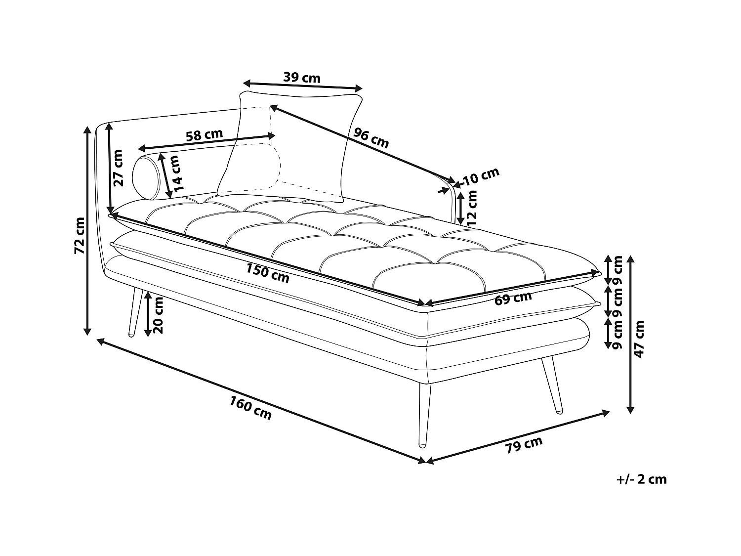 Chaise longue versione sinistra GONESSE Velluto Arancione