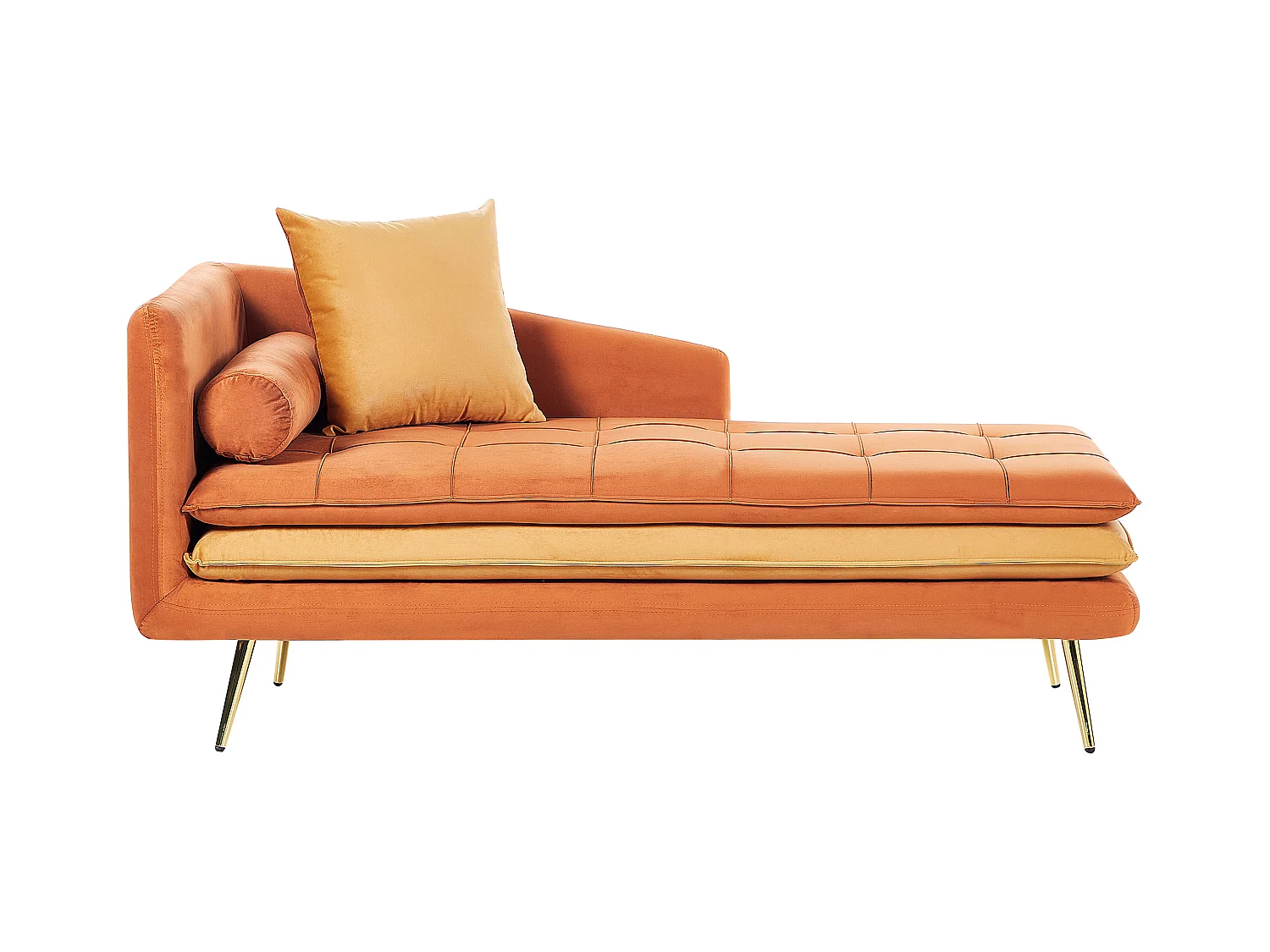 Chaise longue côté droite GONESSE Velours Orange