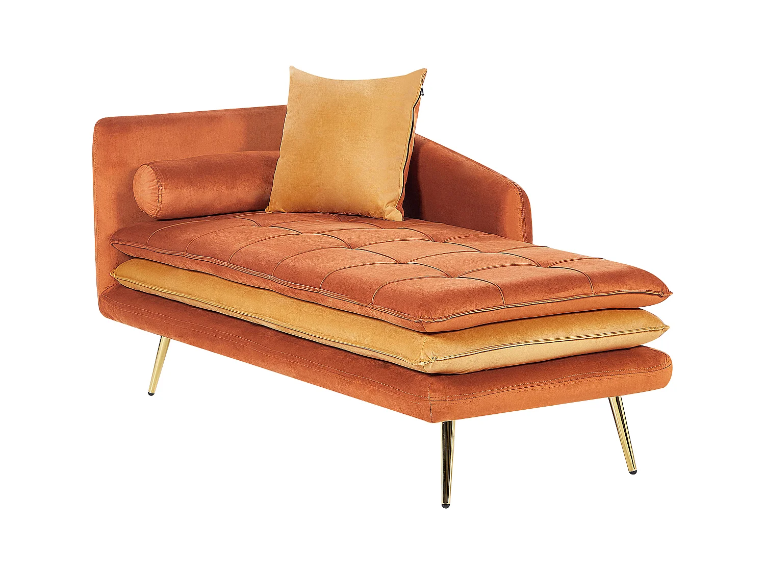 Chaise longue côté droite GONESSE Velours Orange