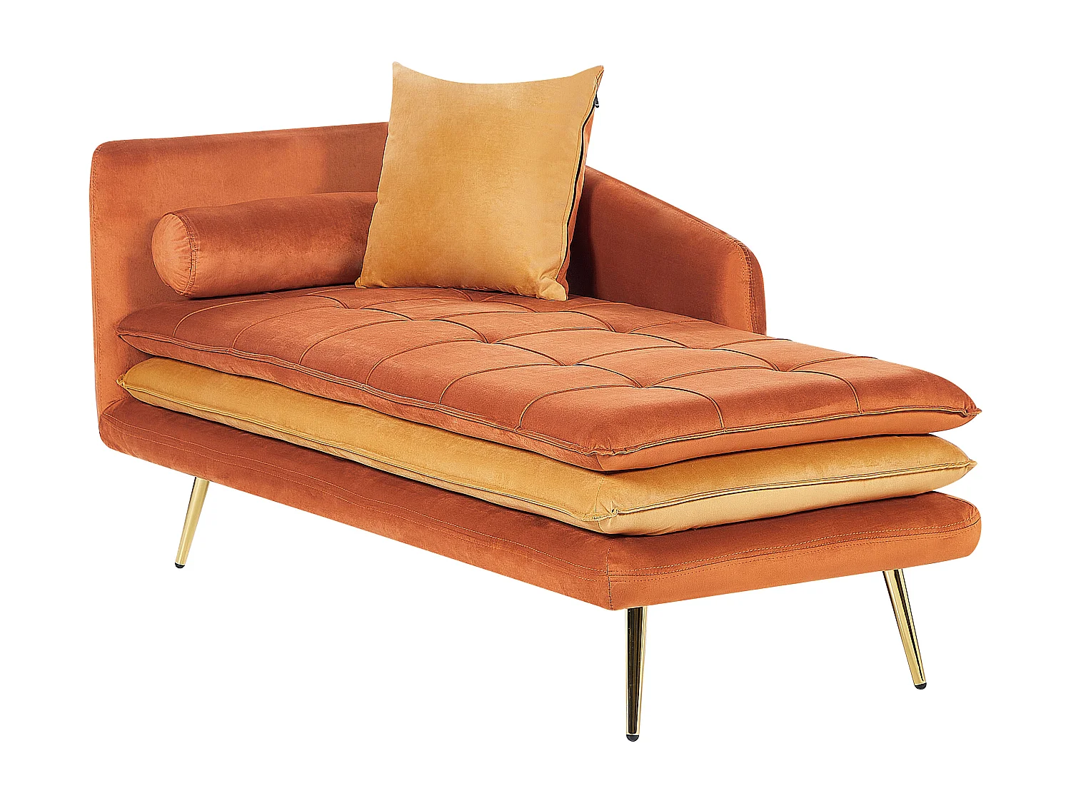 Chaise longue côté droite GONESSE Velours Orange