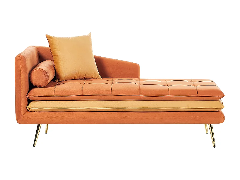 Chaise longue versione sinistra GONESSE Velluto Arancione