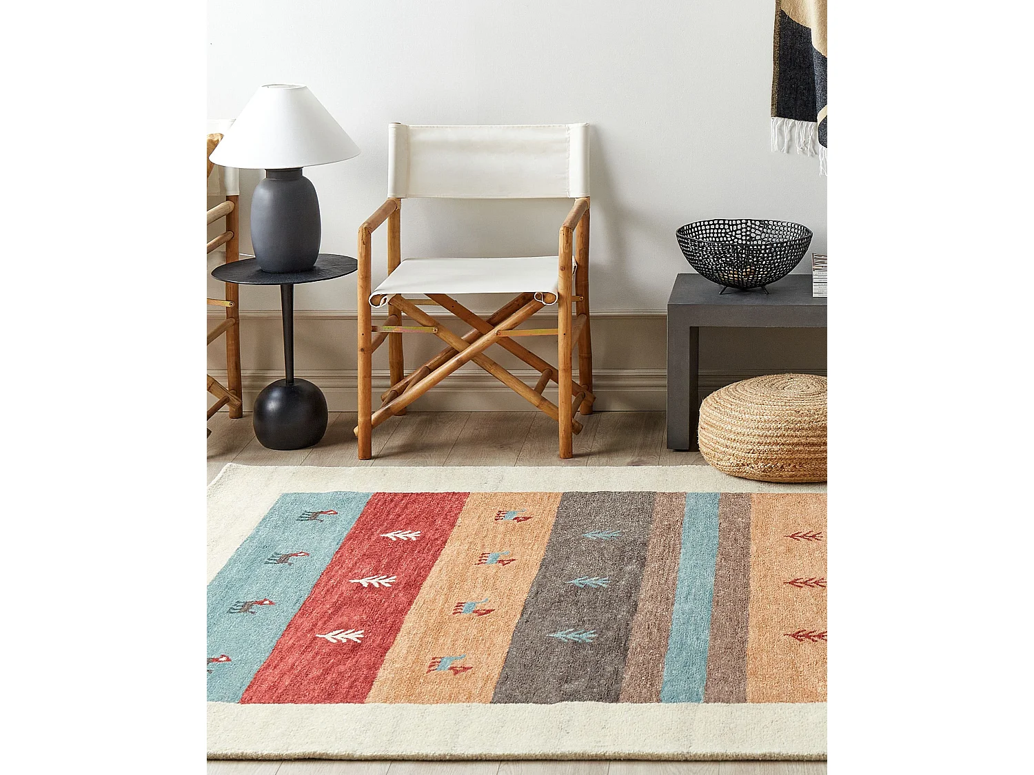 Gabbeh Teppich beige / bunt 160 x 230 cm Hochflor mit Muster weich handgetuftet Sarilar