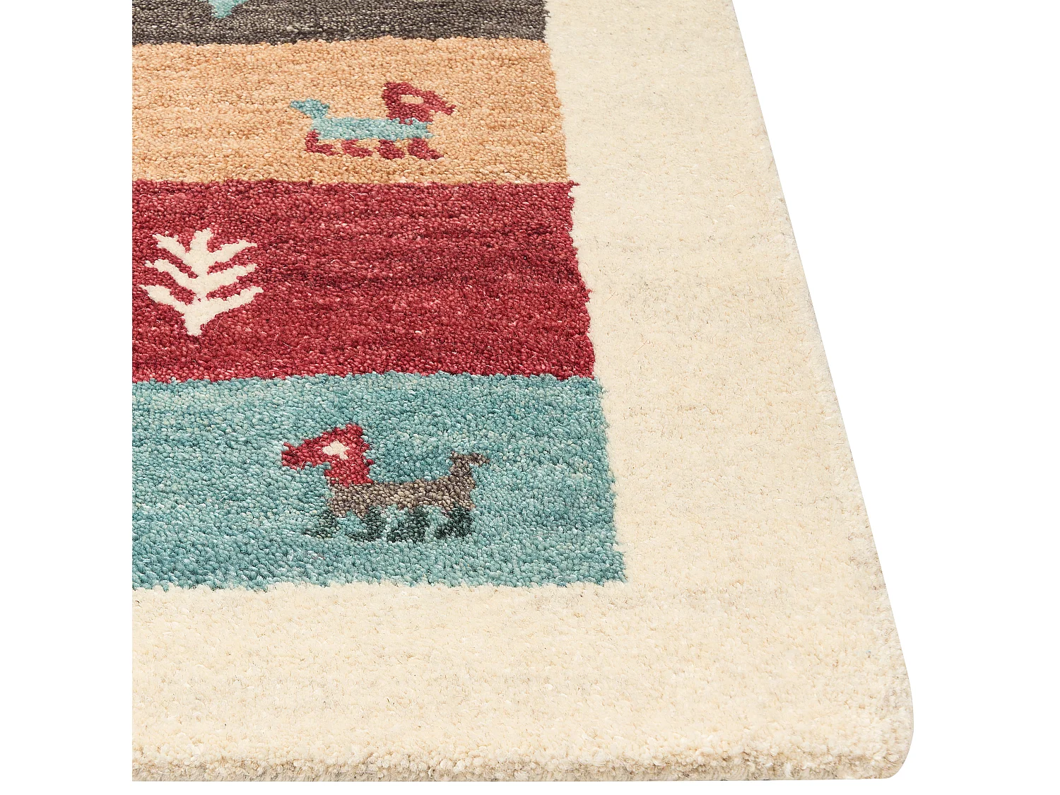 Gabbeh Teppich beige / bunt 160 x 230 cm Hochflor mit Muster weich handgetuftet Sarilar