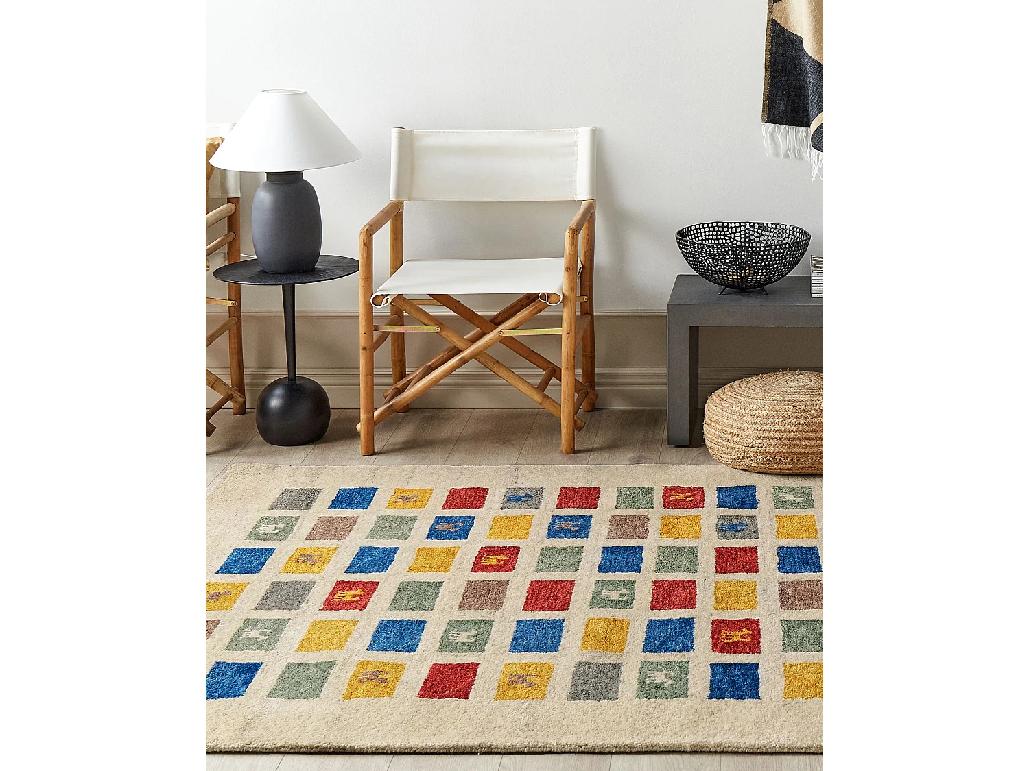 Gabbeh Teppich beige / bunt 160 x 230 cm Hochflor mit Muster weich handgetuftet Muratli