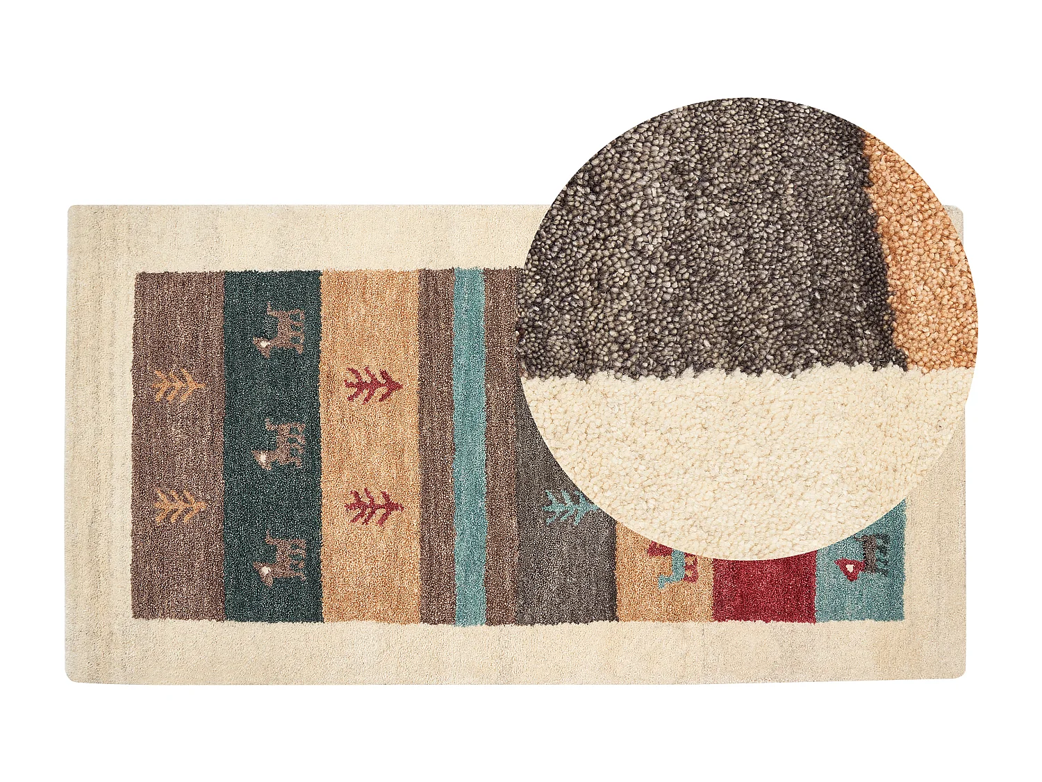 Tapete Gabbeh em lã multicolor 80 x 150 cm SARILAR