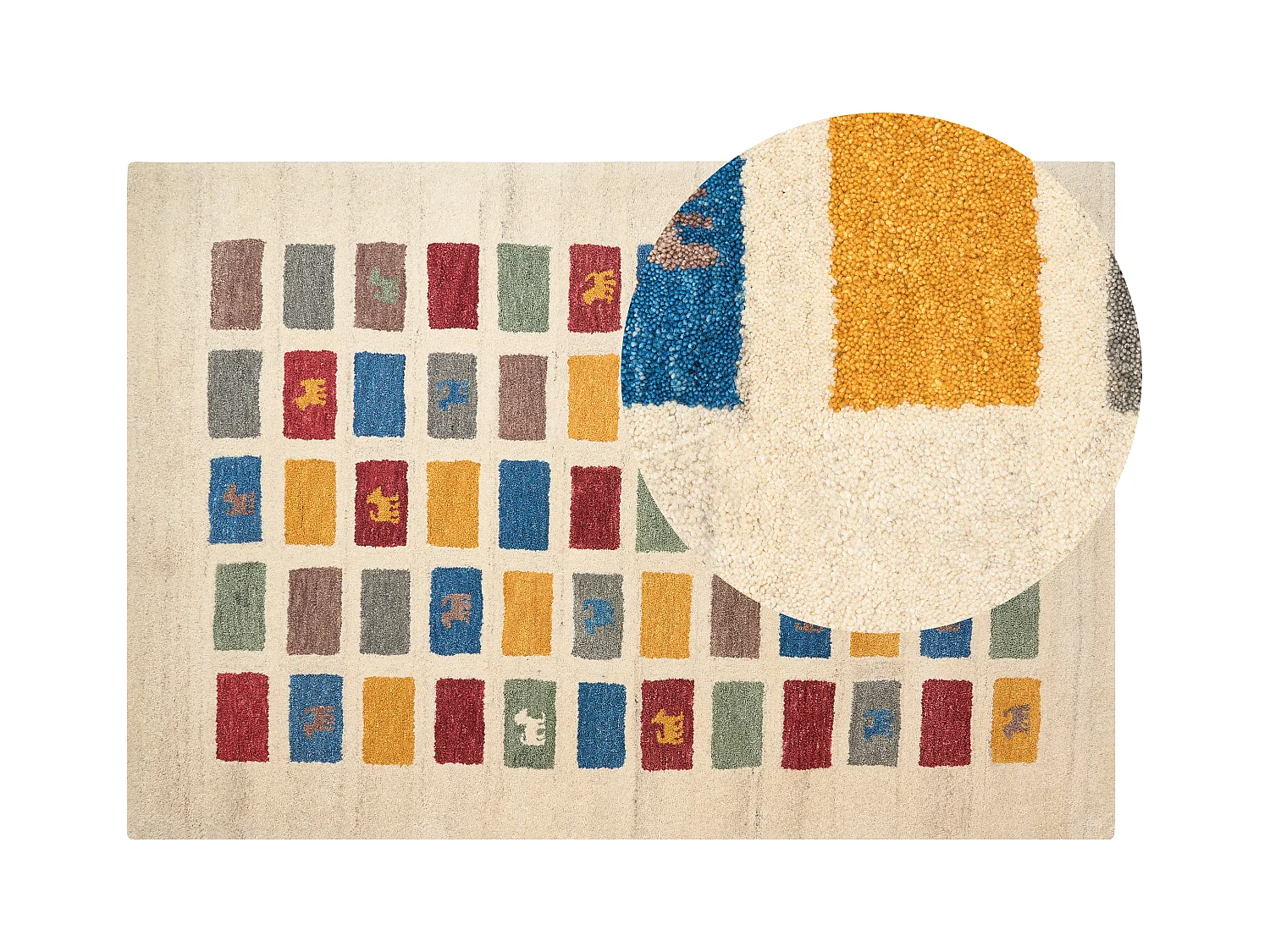 Gabbeh Teppich beige / bunt 140 x 200 cm Hochflor mit Muster weich handgetuftet Muratli