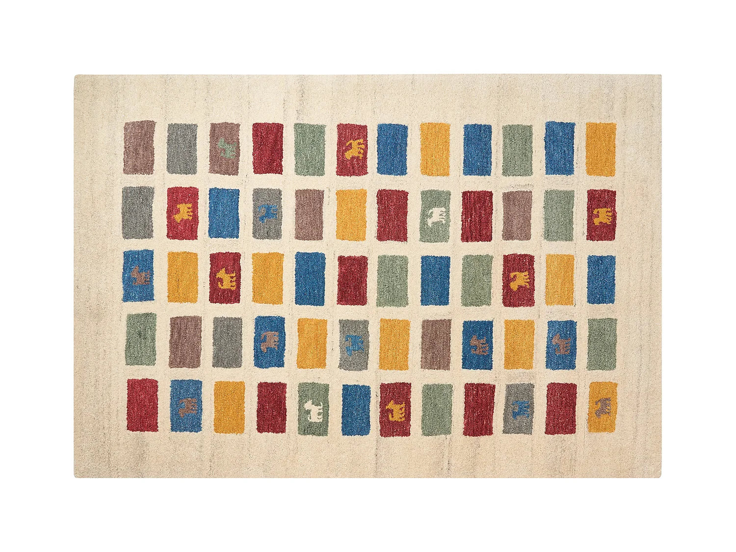 Gabbeh Teppich beige / bunt 140 x 200 cm Hochflor mit Muster weich handgetuftet Muratli