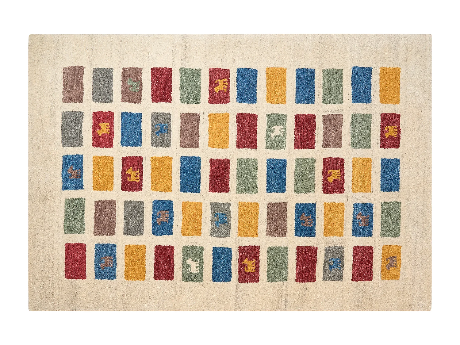 Gabbeh Teppich beige / bunt 140 x 200 cm Hochflor mit Muster weich handgetuftet Muratli