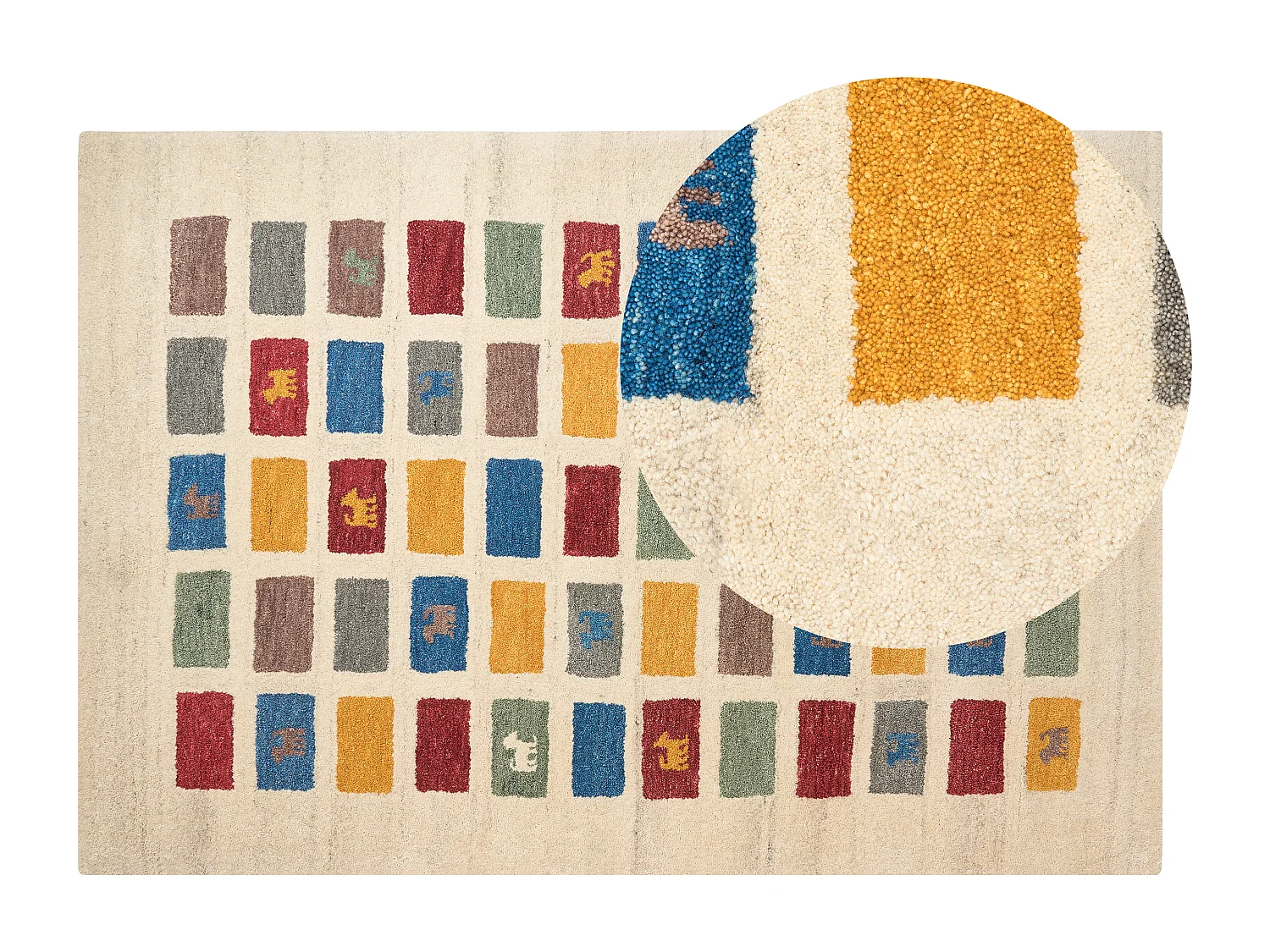 Tapete Gabbeh em algodão multicolor 140 x 200 cm MURATLI