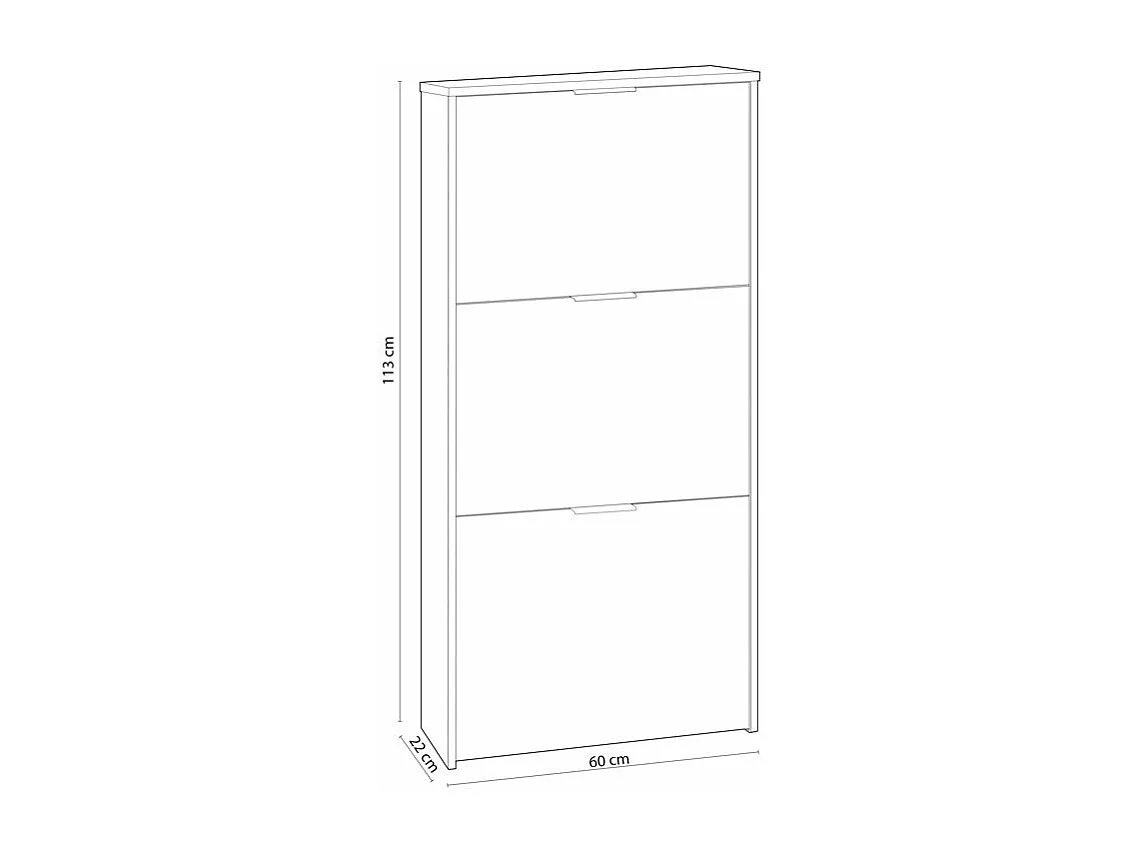 Meuble à chaussures NOLAN 3 abattants (18 Paires) L60cm x H113cm - Bois