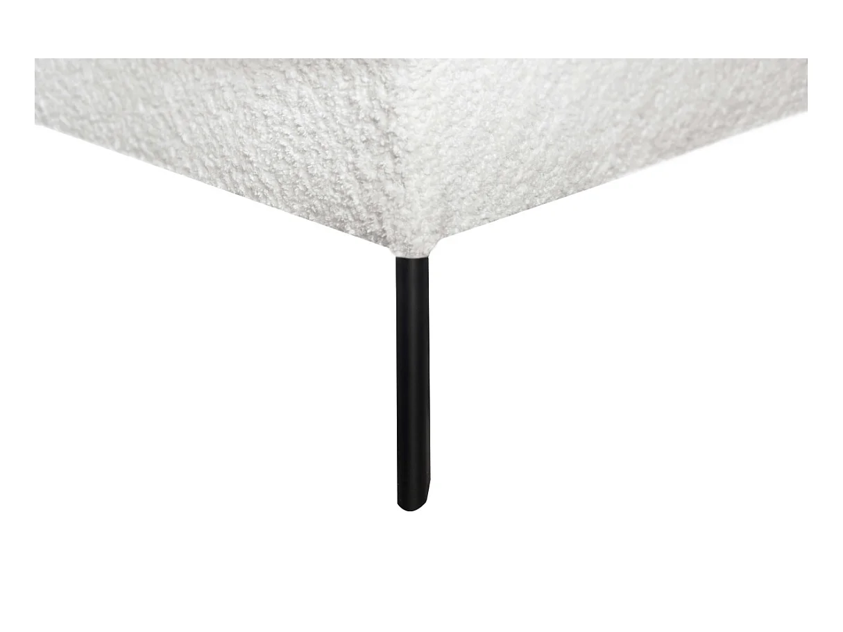 Canapé d'angle droit 4 places India convertible 2 coffres en bouclettes - Blanc - L304 x 212 x 86cm - Loungitude