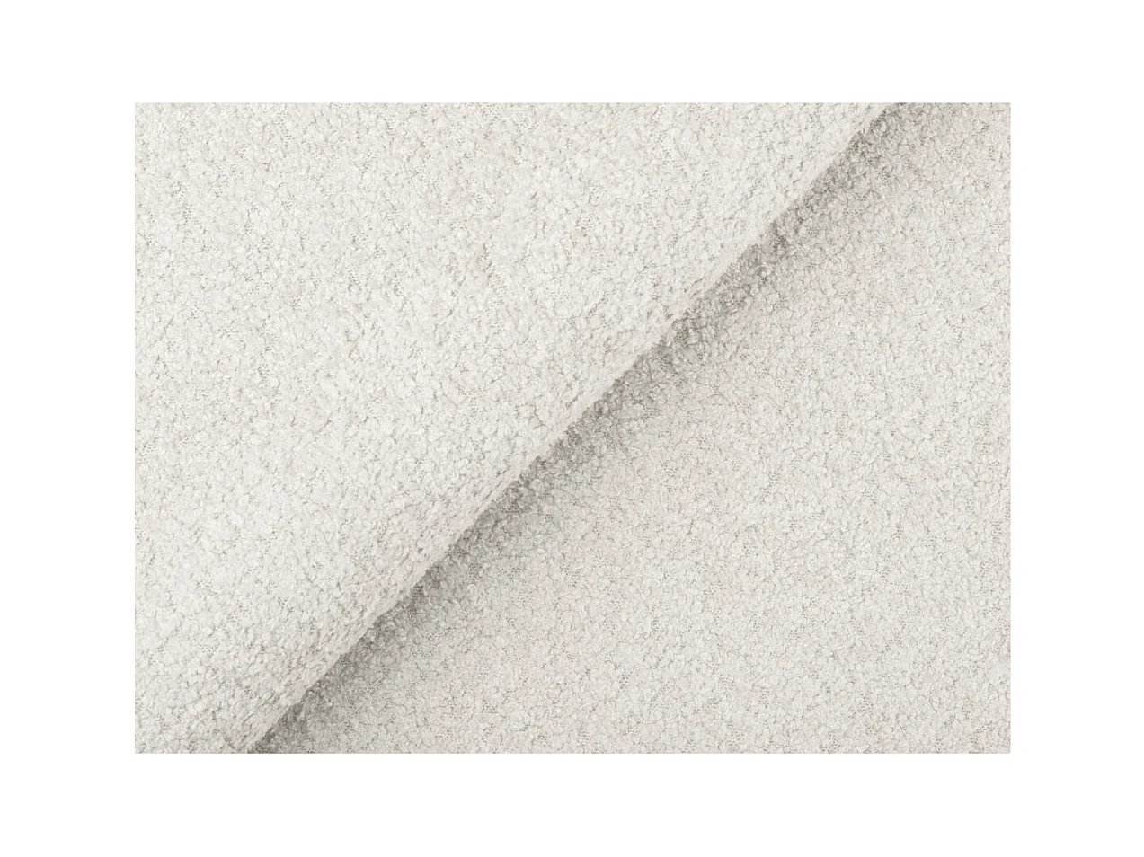 Canapé d'angle gauche convertible Rio Scandinave avec coffre en tissu bouclette- Blanc, Pied bois - L271 x P192 x H70cm - Loungitude