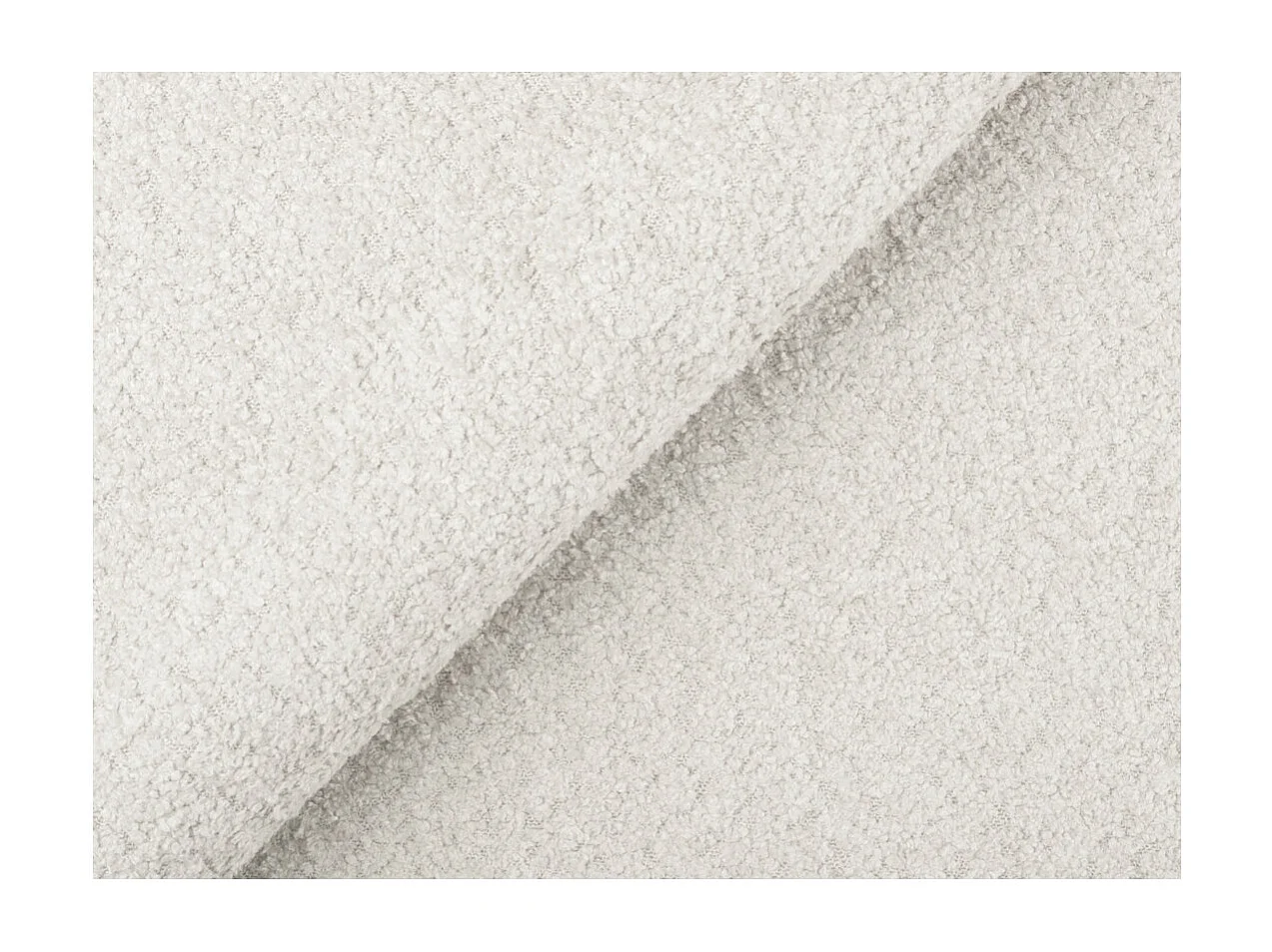 Canapé d'angle gauche convertible Rio Scandinave avec coffre en tissu bouclette- Blanc, Pied bois - L271 x P192 x H70cm - Loungitude