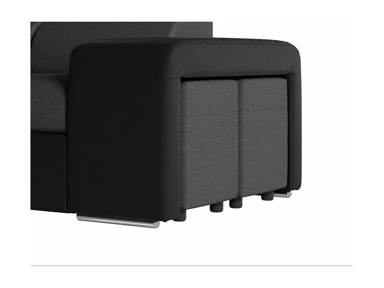 Canapé d'angle gauche 3 places Soan convertible en simili et tissu - Gris / Noir - L262 x P220 x H76cm - Loungitude