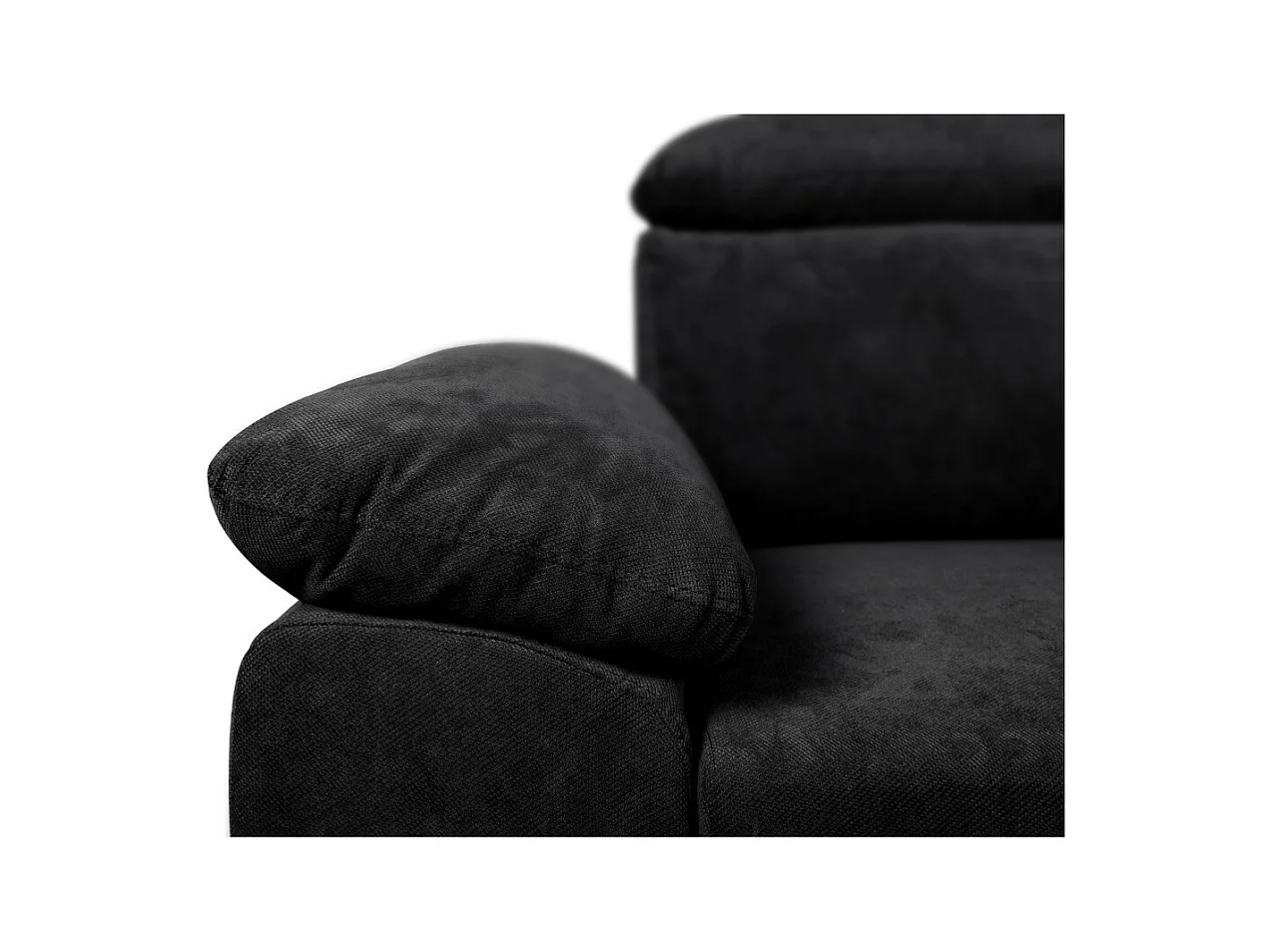 Canapé d'angle Komo Reversible et Convertible avec coffre et têtières réglables en tissu - Noir - L265 x P166 x H91cm - Loungitude
