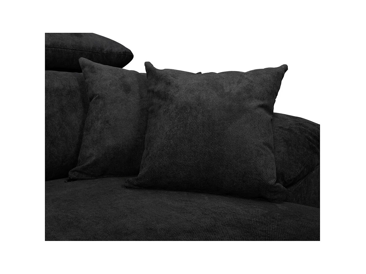 Canapé d'angle Komo Reversible et Convertible avec coffre et têtières réglables en tissu - Noir - L265 x P166 x H91cm - Loungitude