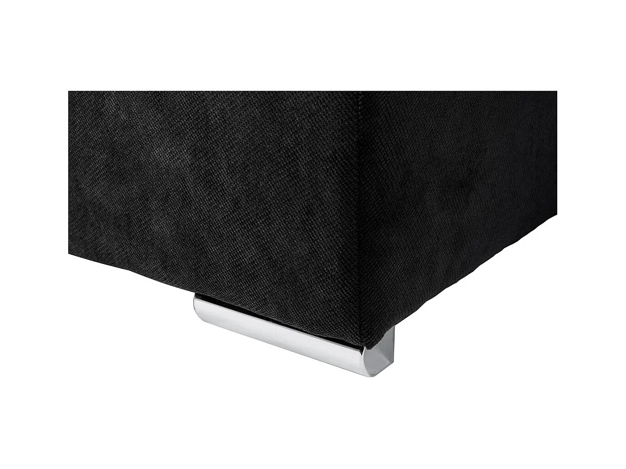 Canapé d'angle Komo Reversible et Convertible avec coffre et têtières réglables en tissu - Noir - L265 x P166 x H91cm - Loungitude