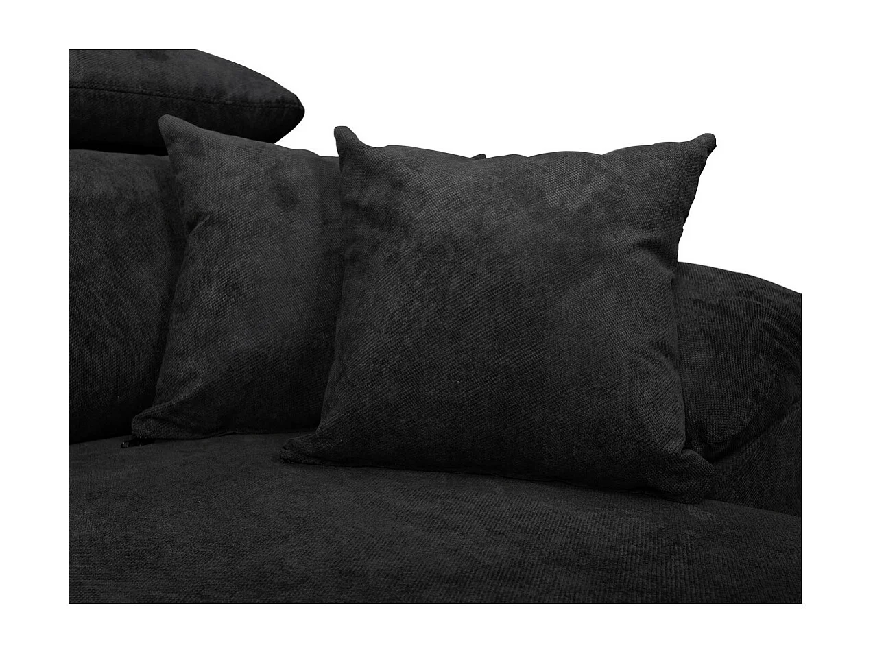 Canapé d'angle Komo Reversible et convertible avec coffre et têtières réglables en tissu - Noir - L265 x P166 x H91cm - Loungitude