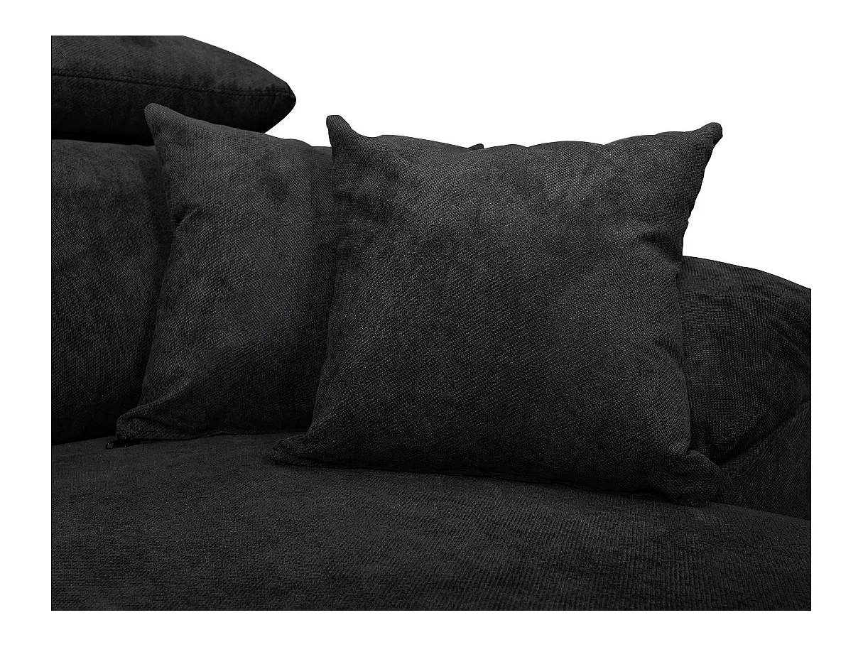 Canapé d'angle Komo Reversible et convertible avec coffre et têtières réglables en tissu - Noir - L265 x P166 x H91cm - Loungitude