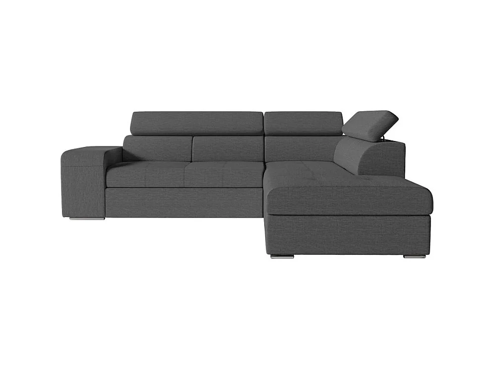 Canapé d'angle droit 3 places Soan convertible en tissu - Gris anthracite - L262 x P220 x H76cm - Loungitude
