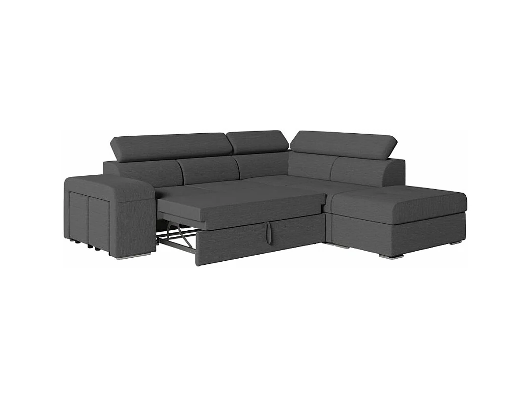Canapé d'angle droit 3 places Soan convertible en tissu - Gris anthracite - L262 x P220 x H76cm - Loungitude