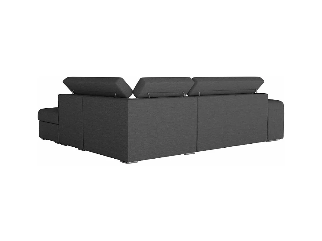 Canapé d'angle droit 3 places Soan convertible en tissu - Gris anthracite - L262 x P220 x H76cm - Loungitude