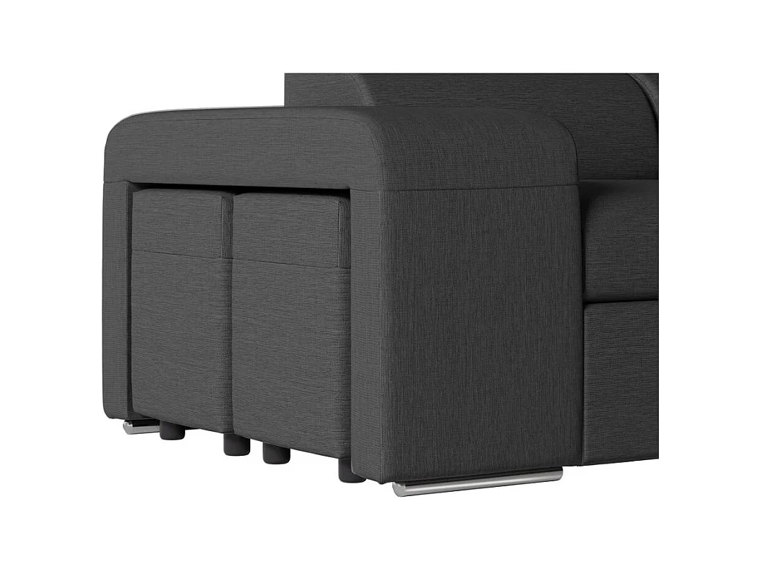 Canapé d'angle droit 3 places Soan convertible en tissu - Gris anthracite - L262 x P220 x H76cm - Loungitude