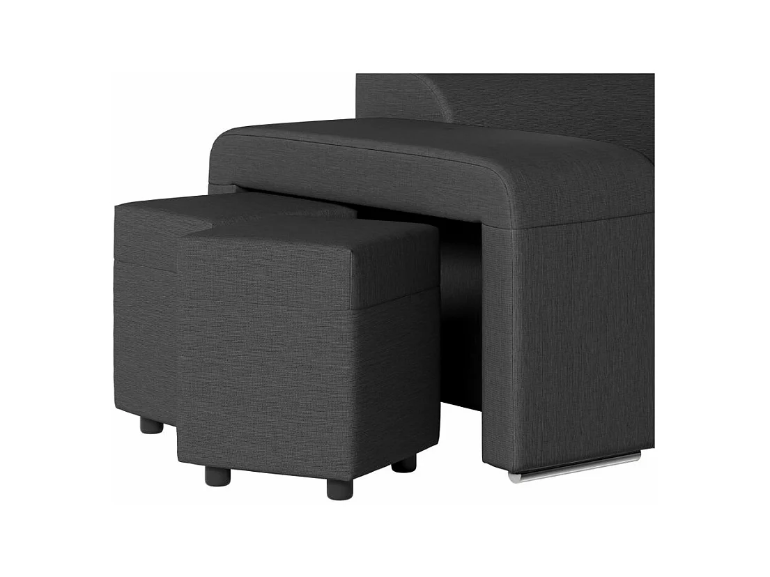 Canapé d'angle droit 3 places Soan convertible en tissu - Gris anthracite - L262 x P220 x H76cm - Loungitude