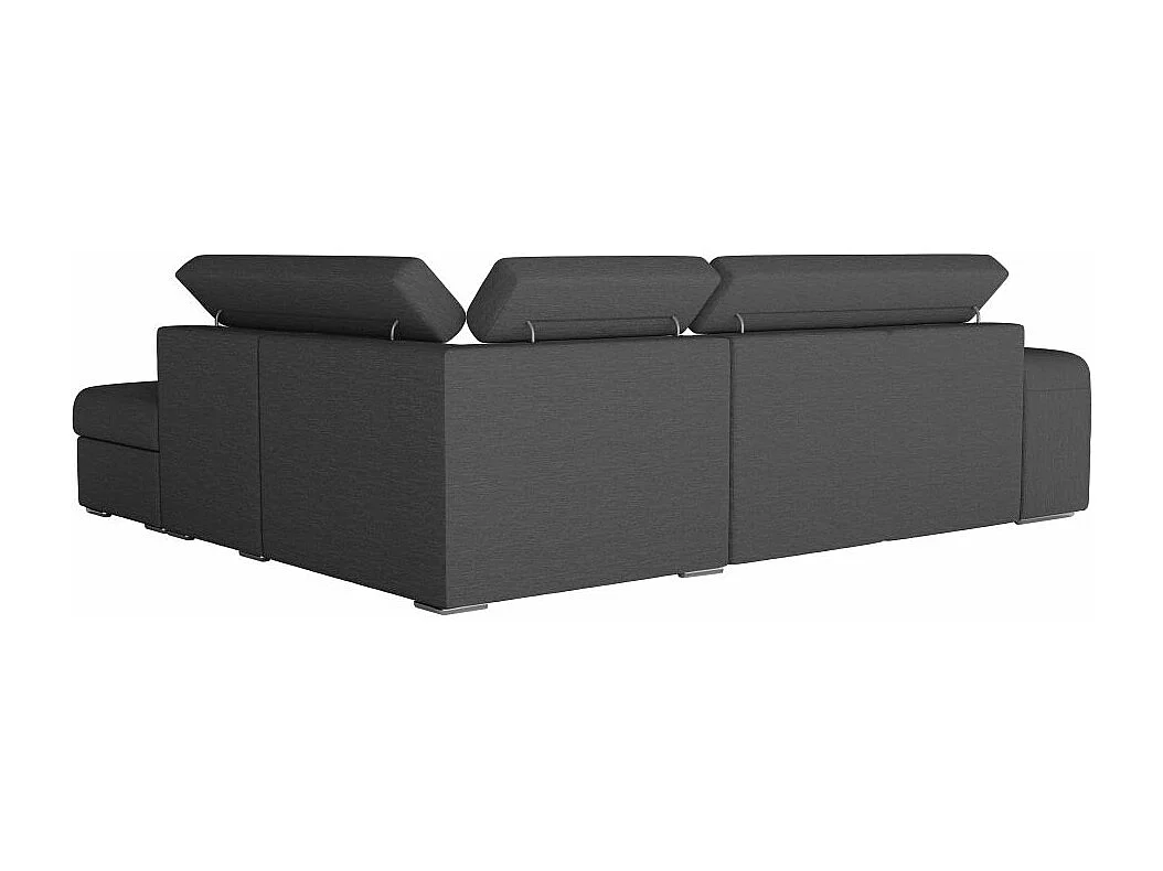 Canapé d'angle droit 3 places Soan convertible en tissu - Gris anthracite - L262 x P220 x H76cm - Loungitude