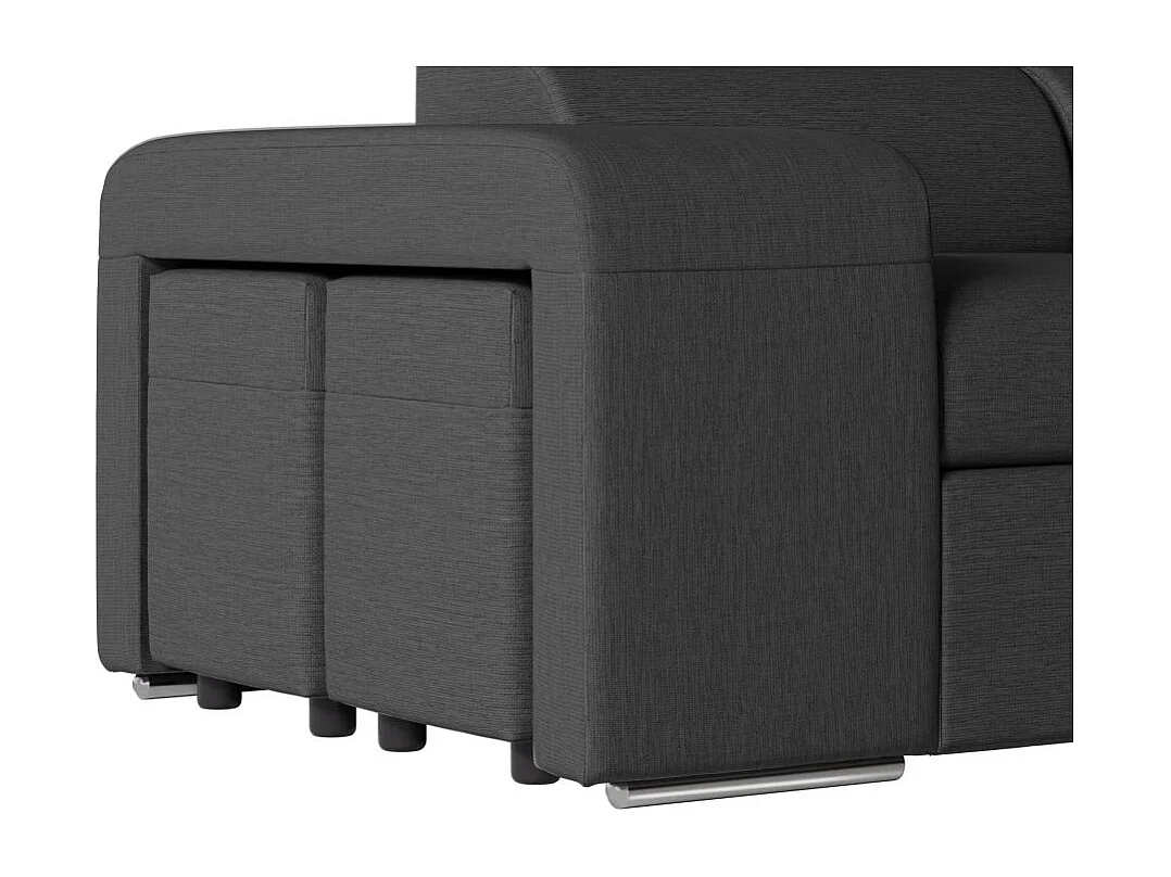 Canapé d'angle droit 3 places Soan convertible en tissu - Gris anthracite - L262 x P220 x H76cm - Loungitude