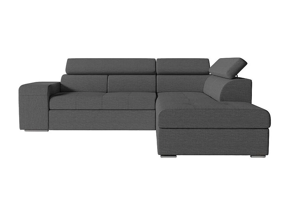 Canapé d'angle droit 3 places Soan convertible en tissu - Gris anthracite - L262 x P220 x H76cm - Loungitude