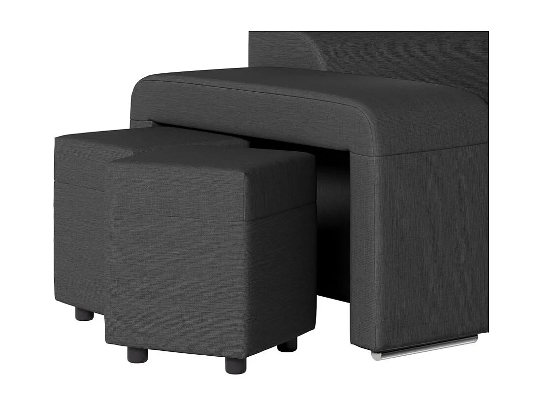 Canapé d'angle droit 3 places Soan convertible en tissu - Gris anthracite - L262 x P220 x H76cm - Loungitude