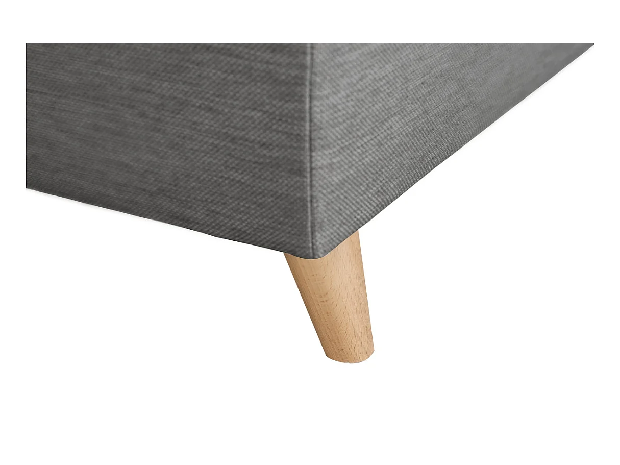 Canapé d'angle droit convertible Rio Scandinave avec coffre en tissu - Gris clair, Pieds bois - L271 x P192 x H70cm - Loungitude