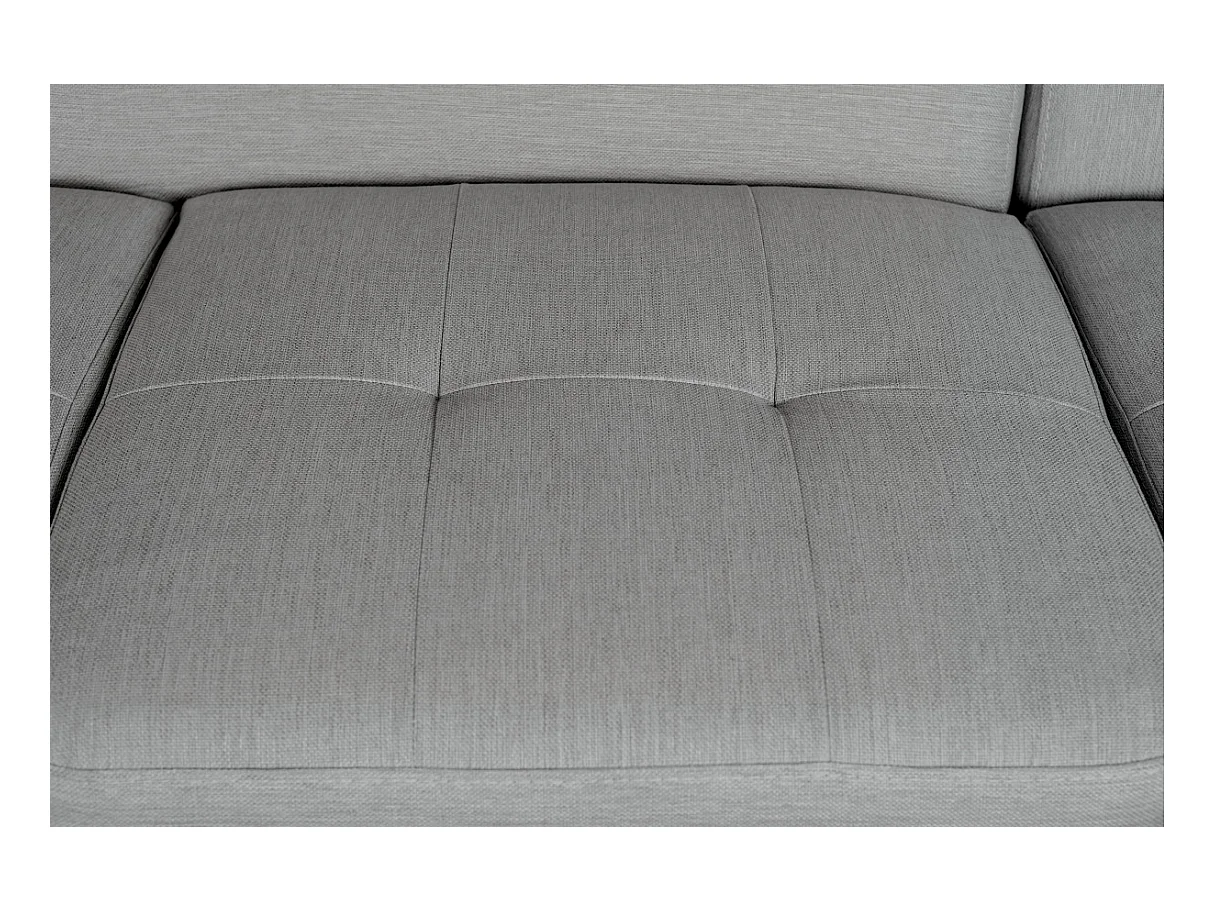 Canapé d'angle droit convertible Rio Scandinave avec coffre en tissu - Gris clair, Pieds bois - L271 x P192 x H70cm - Loungitude