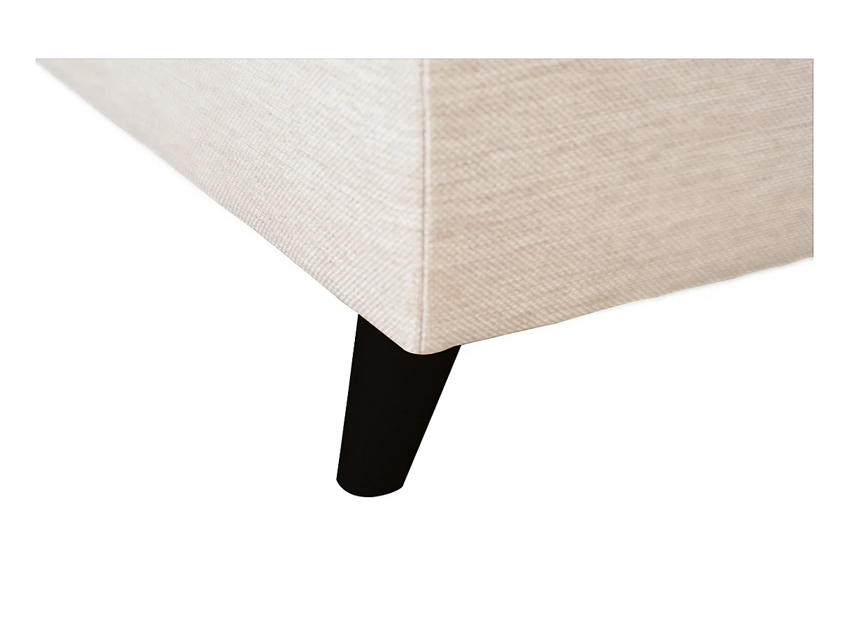 Canapé d'angle gauche convertible Rio Scandinave avec coffre en tissu - Beige, Pieds noir - L271 x P192 x H70cm - Loungitude