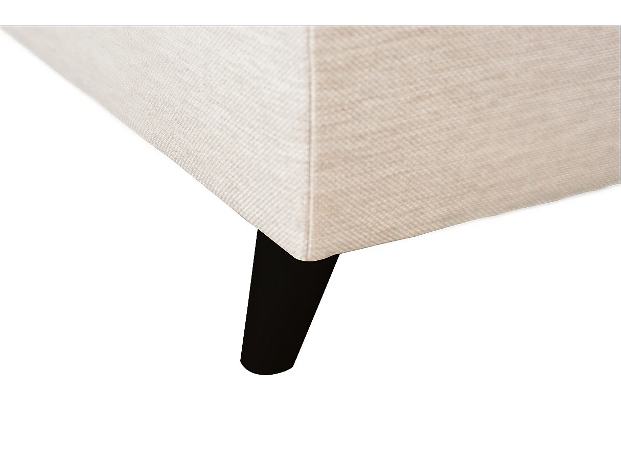 Canapé d'angle gauche convertible Rio Scandinave avec coffre en tissu - Beige, Pieds noir - L271 x P192 x H70cm - Loungitude