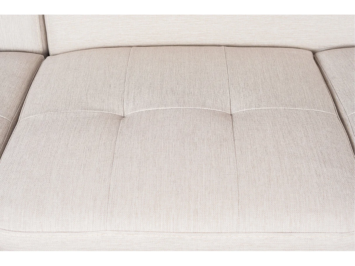 Canapé d'angle gauche convertible Rio Scandinave avec coffre en tissu - Beige, Pieds noir - L271 x P192 x H70cm - Loungitude