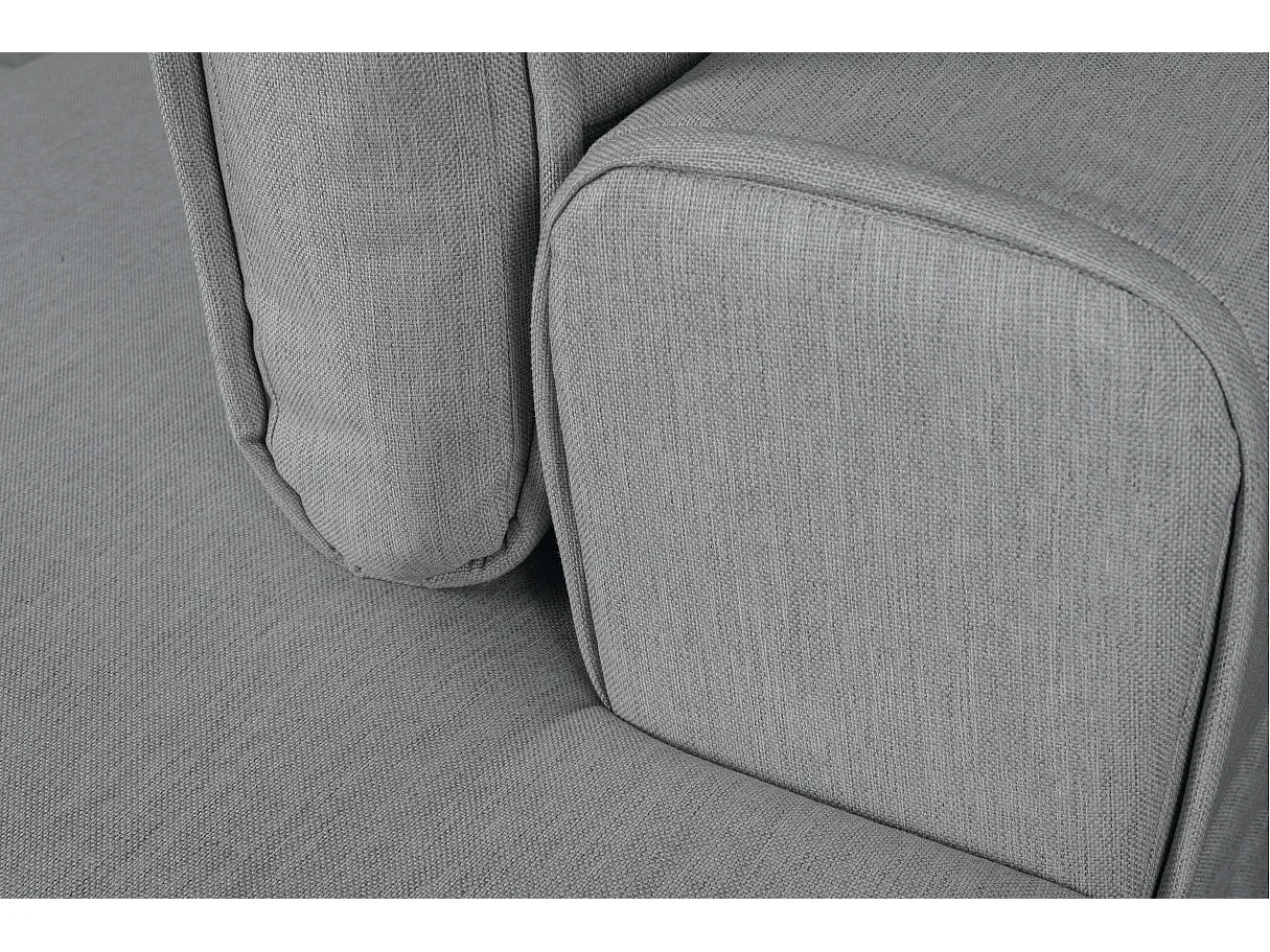 Canapé d'angle droit 4 places India convertible 2 coffres en tissu - Gris clair - L304 x 212 x 86cm - Loungitude