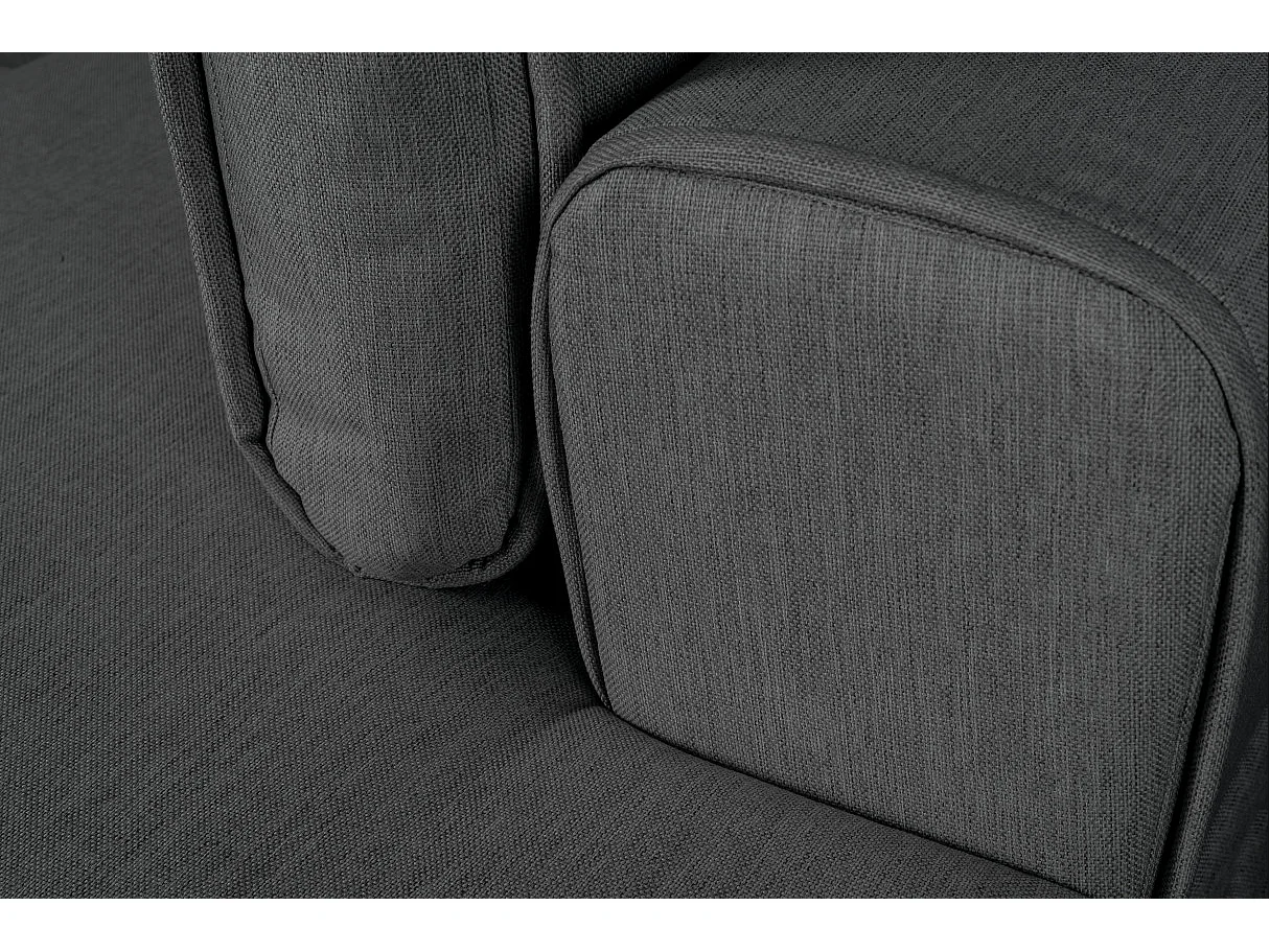 Canapé d'angle droit 4 places India convertible 2 coffres en tissu - Gris anthracite - L304 x 212 x 86cm - Loungitude