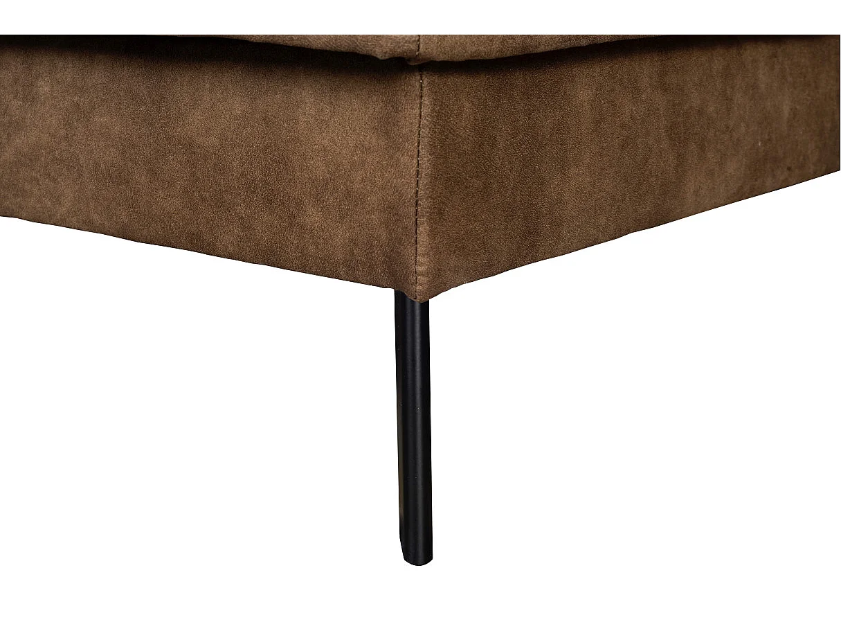 Canapé d'angle convertible 4 places avec coffre en tissu marron
